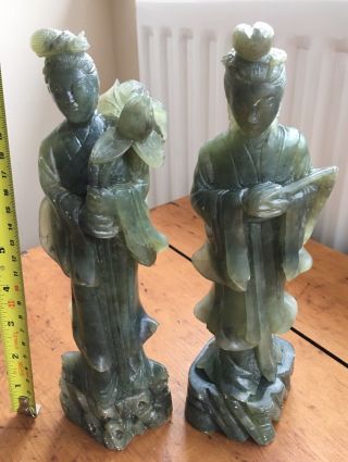 Chinese Natural Gree Jade / Jadite Statues 24cm Tall Imperial Jade?