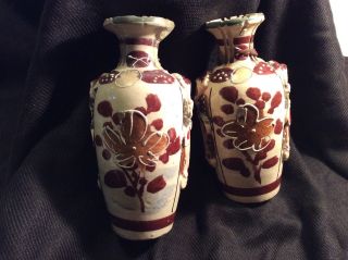 Japanese Antique Satsuma Meiji Miniture Vases 13.  5 Cm.