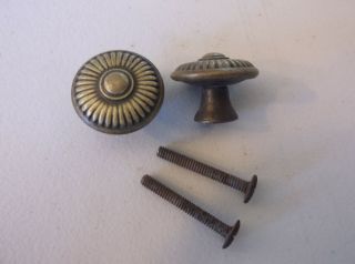 (2) Antique / Vintage Furniture Pulls / Knobs - - Screws