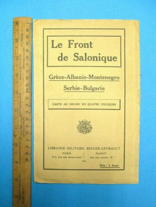 Berger Levrault Nancy 1916 Wwi Thessaloniki Front Antique Greek Military Map Exc