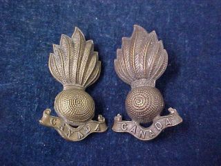 Orig Ww1 Officers Collar Badges " Rca " Royal Canadian Artillery