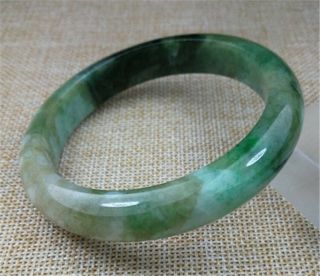 57.  7mm Certified Grade A 100 Natural Green Jadeite Bracelet Jade Bangle