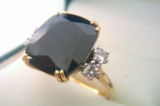 Vintage 18ct Gold Large Sapphire & Diamond Ladies Ring 1979