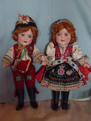 IDEAL VINTAGE COMPOSITION IDEAL GINGER SHIRLEY TEMPLE DOLL PAIR RARE COSTUME 5