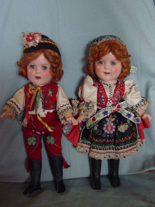 IDEAL VINTAGE COMPOSITION IDEAL GINGER SHIRLEY TEMPLE DOLL PAIR RARE COSTUME 6