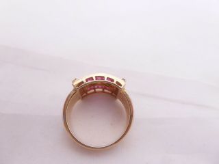 18ct gold ruby diamond ring,  heavy art deco design ring 18k 750 3
