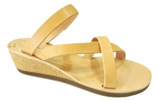 Ancient Greek Style Sandals Womens Platform Wedge Leather Handmade Cork Shoes