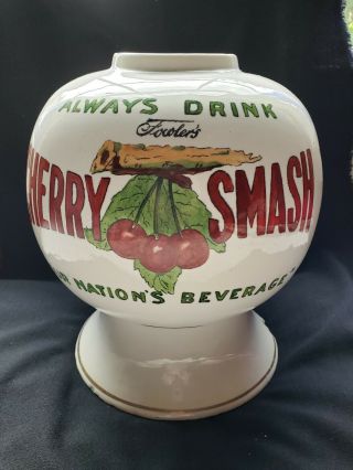 Antique Advertising Fowler ' s Cherry Smash Soda Fountain Syrup Dispenser 2