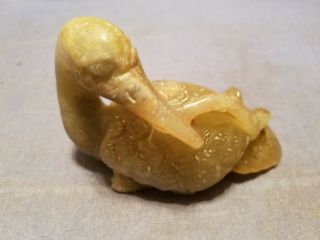 Chinese Hand Carved Jade Crane Statue