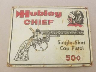 Hubley Chief Single Shot Cap Pistol Embossed Sign Toy Gun Indian Old Cast Iron