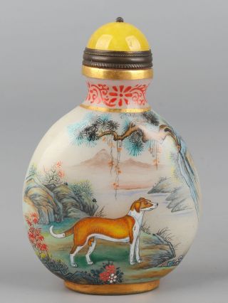 Chinese Exquisite Handmade Animals And Landscape Glass Snuff Bottle