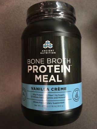 3 Pk Of 28.  2 Oz Ancient Nutrition Bone Broth Vanilla Creme Protein Meal - 7/2019