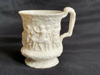 English Parian Salt Glaze Porcelain Mug Charles Meigh Bacchanalian Dance C.  1847