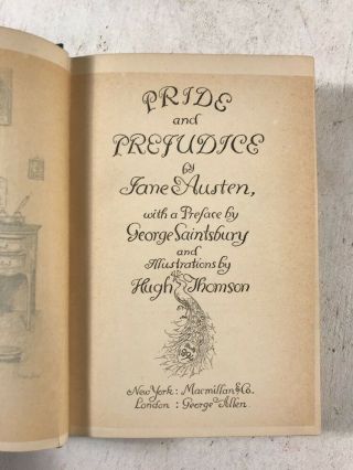 Pride And Prejudice Jane Austen Antique Gilt Decorated Cover & Spine Peacock 5