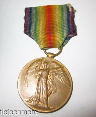 Uk Wwi British Victory Ribbon Medal Royal Army R.  A.  M.  C Named Medical Corp