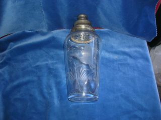 Antique Hawkes Crystal & Sterling Silver Cocktail Shaker Engraved Duck 1930 