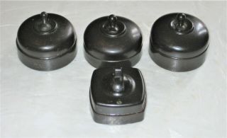 4 Vintage Bakelite & Ceramic 1 Way Light Switches Made In England