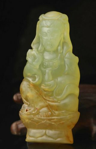 Chinese Natural Jade Hand - Carved Statue Buddha Pendant 2.  8 Inch