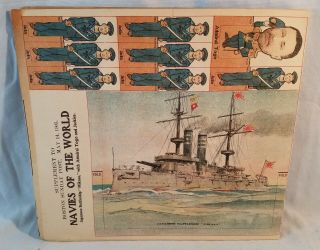 1905 Card Stock Cut Out Japanese Battleship Supplement Boston Sunday Post Nr