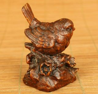 Chinese Rare Old Boxwood Hand Carving Bird Statue Figure Noble Home Decoration