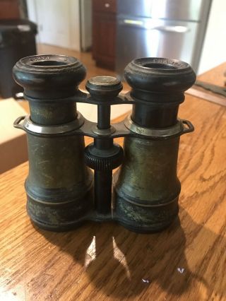 Antique Champoux Paris World War I Trench Biinoculars With Compass