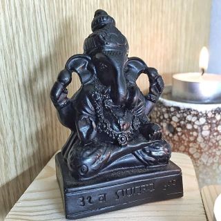 Black Lord Ganesha Elephant God Thai Hindu Amulet Success Wealth Lucky