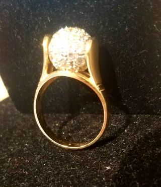 Vintage Marked 14k Yellow Gold Est 1.  Ctw Diamonds Spinning Ball Ring Stunning