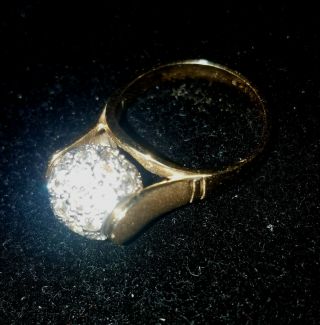 Vintage Marked 14k Yellow Gold Est 1.  CTW Diamonds Spinning Ball Ring Stunning 3