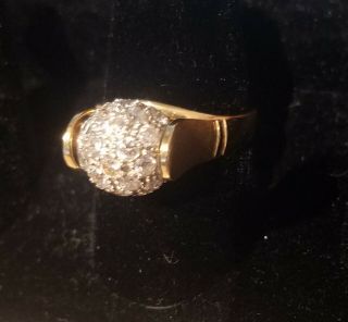 Vintage Marked 14k Yellow Gold Est 1.  CTW Diamonds Spinning Ball Ring Stunning 4