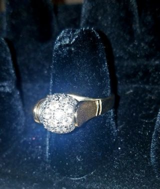 Vintage Marked 14k Yellow Gold Est 1.  CTW Diamonds Spinning Ball Ring Stunning 6