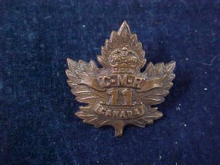 Orig Ww1 Collar Badge 11 Cmr Canadian Mounted Rifles Vancouver Bc