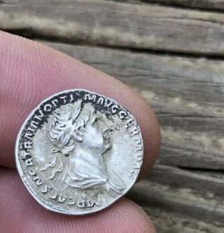Ancient Roman Trajan Ar Silver Denarius