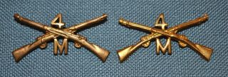 Pre - Wwi 4th Infantry Regt.  Co.  " M " Collar Insignia For Enlisted Man