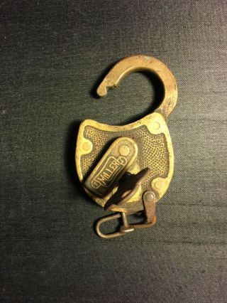 Vintage Brass Miller Pad Lock With Key