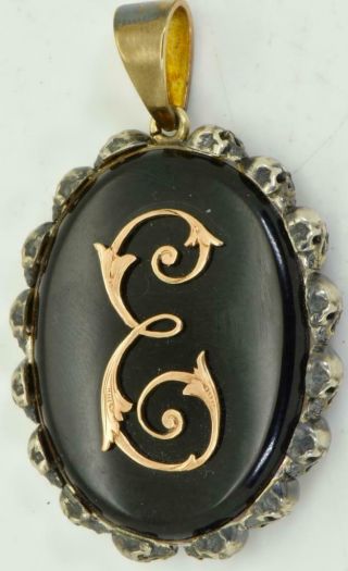 Antique Victorian Memento Mori/mourning Skulls 9k Gold,  Onyx Locket Pendant,  1860