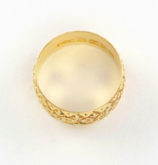 Antique Solid 18Ct Yellow Gold Flower Patterned / Embossed Wedding Ring / Band 7