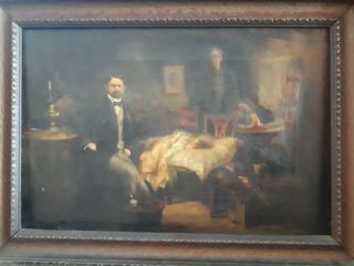Antique Painting The Doctor W Child By Luke Fildes Student Art Signed Medical