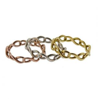 Tiffany & Co 18k Gold Silver Rubedo Band Ring Set