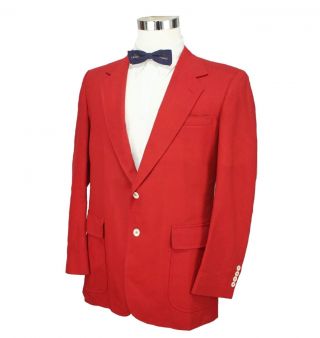 Vtg 80s Mens 42r Sports Coat Bright Red 2 Button Single Vent Fully Lined Classic