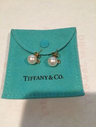 Tiffany & Co.  Pearl And Diamond 18k Gold Earrings Authentic