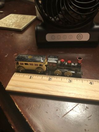Antique Tin Litho Train Toy 2 Cars Japan