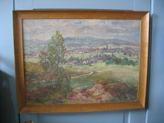 Vtg Oil Painting Canvas Ooc Jan Rafael Schuster 1888 - 1981 Impressionist Landscap