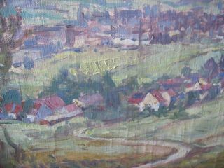 Vtg Oil painting canvas OOC Jan Rafael Schuster 1888 - 1981 Impressionist landscap 2