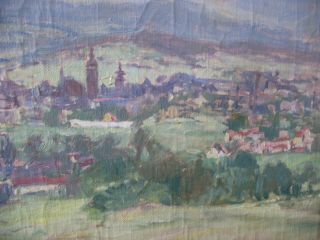 Vtg Oil painting canvas OOC Jan Rafael Schuster 1888 - 1981 Impressionist landscap 3