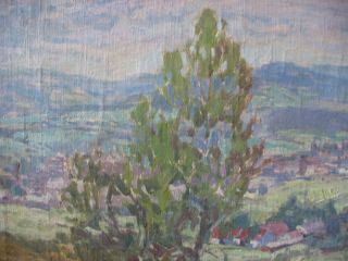 Vtg Oil painting canvas OOC Jan Rafael Schuster 1888 - 1981 Impressionist landscap 4