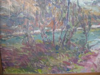 Vtg Oil painting canvas OOC Jan Rafael Schuster 1888 - 1981 Impressionist landscap 5