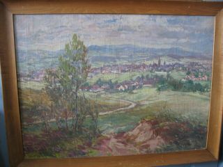 Vtg Oil painting canvas OOC Jan Rafael Schuster 1888 - 1981 Impressionist landscap 7