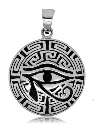925 Solid Sterling Silver Ancient Egypt Eye Of Horus Wadjet Ujat Pendant