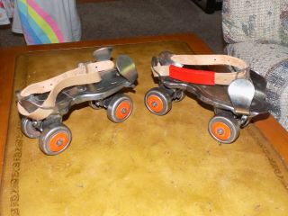 Vintage Flying Ace Roller Skates Great Paint Soft Leather Toy
