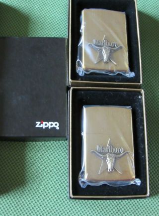 VINTAGE ZIPPO Brass MARLBORO LONGHORN BULL HEAD Cigarette Lighter 11